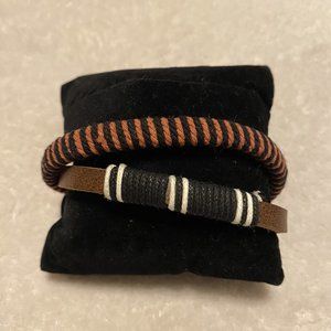 NWOT Leather, Woven Cord Bracelet Black/Brown Unisex